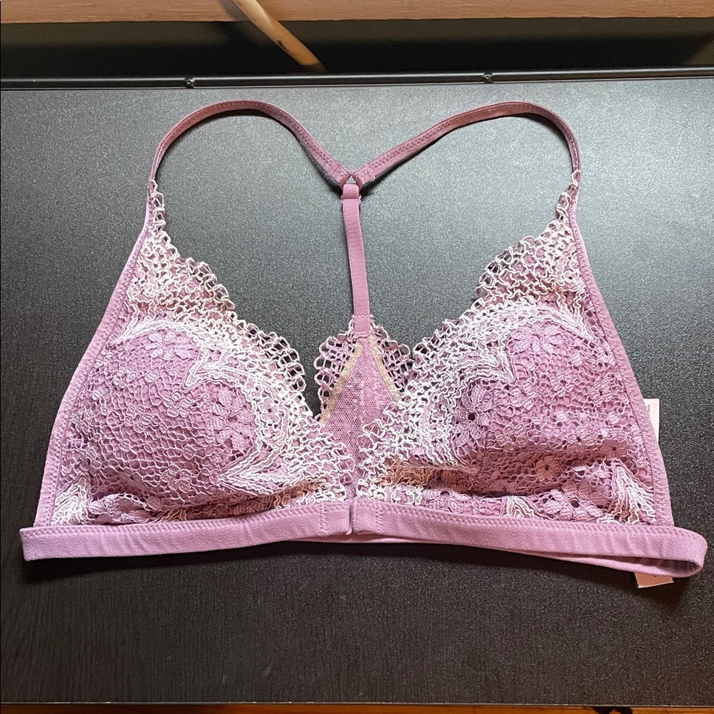 Victoria's Secret Lace Bralette in Purple and White